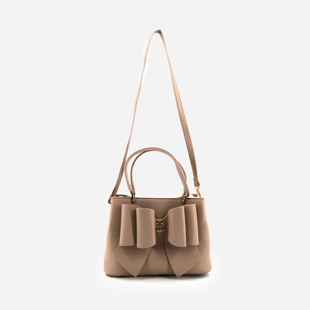 NEW LIKE DREAMS women's jesse bow vegan crossbody bag in taupe - Picture 3 of 5